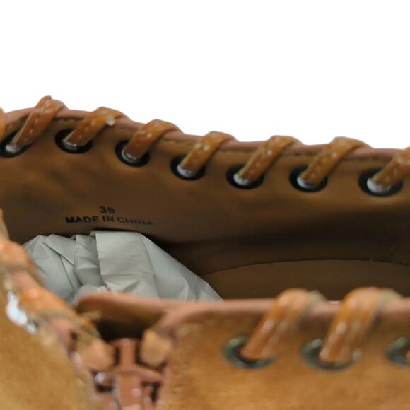 See by Chloe Women's 8.5 Tan Suede Leather Heeled Ankle Booties Boot Braided Rim - Picture 9 of 9